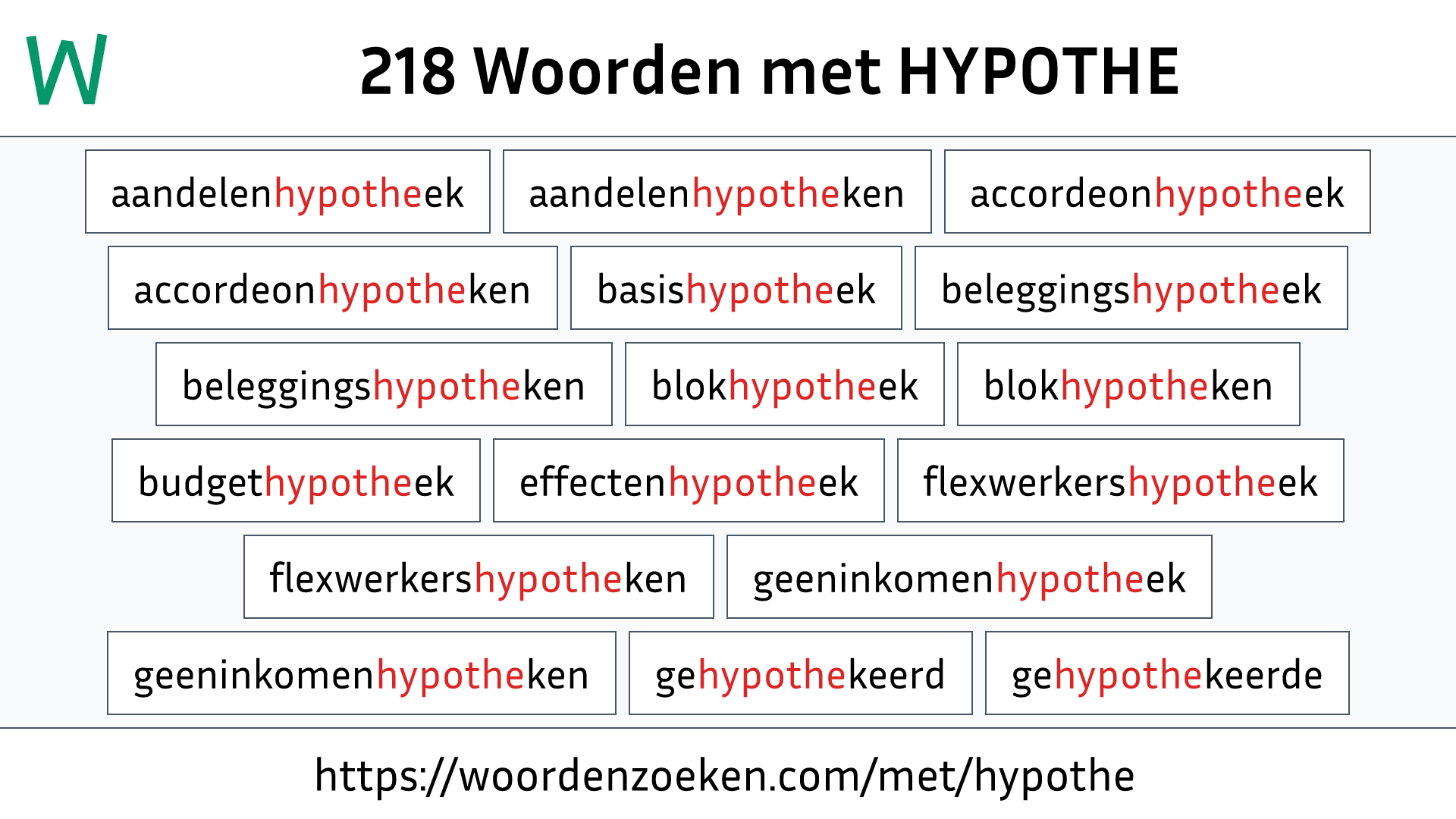 Woorden met HYPOTHE