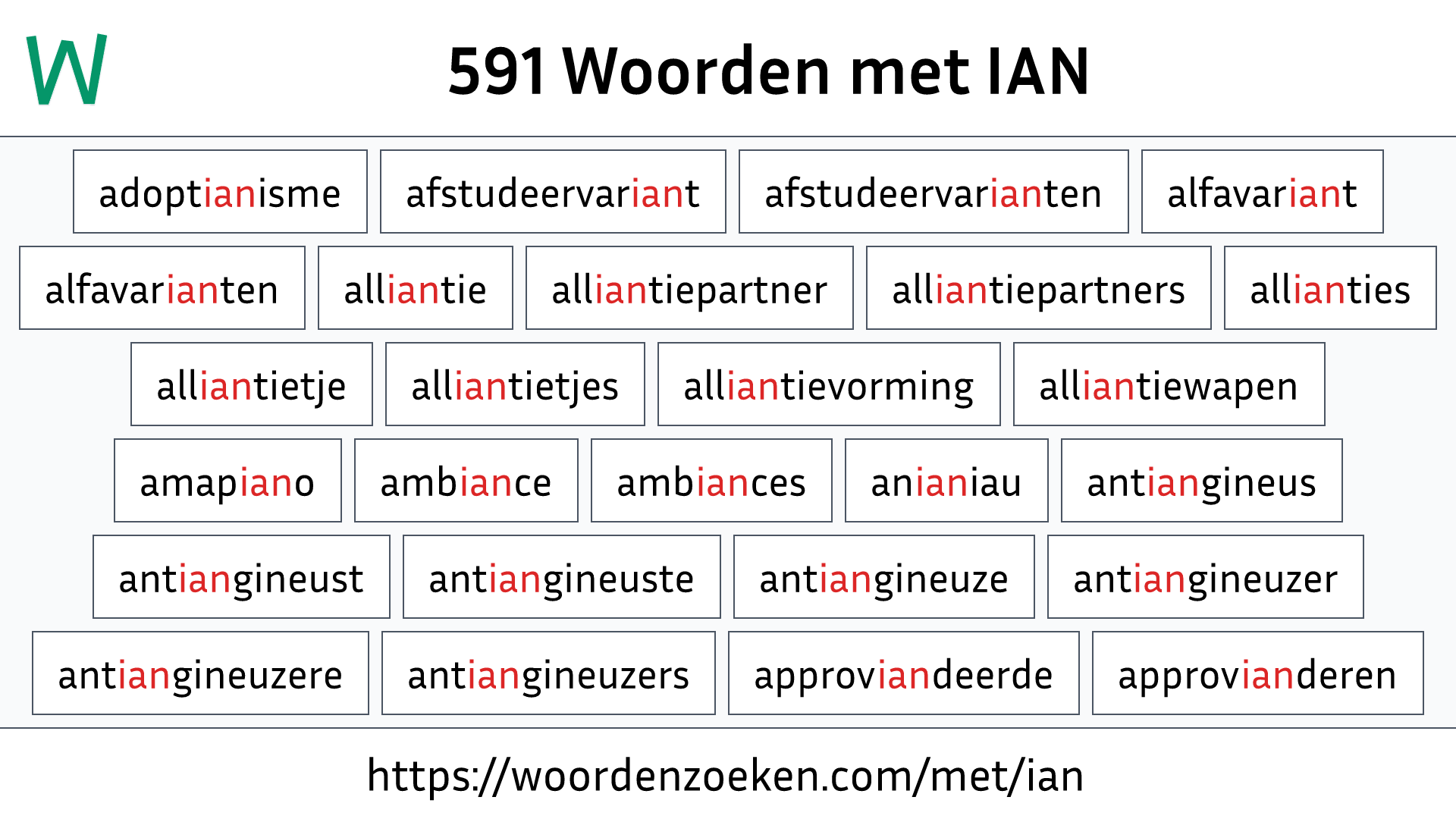 Woorden met IAN