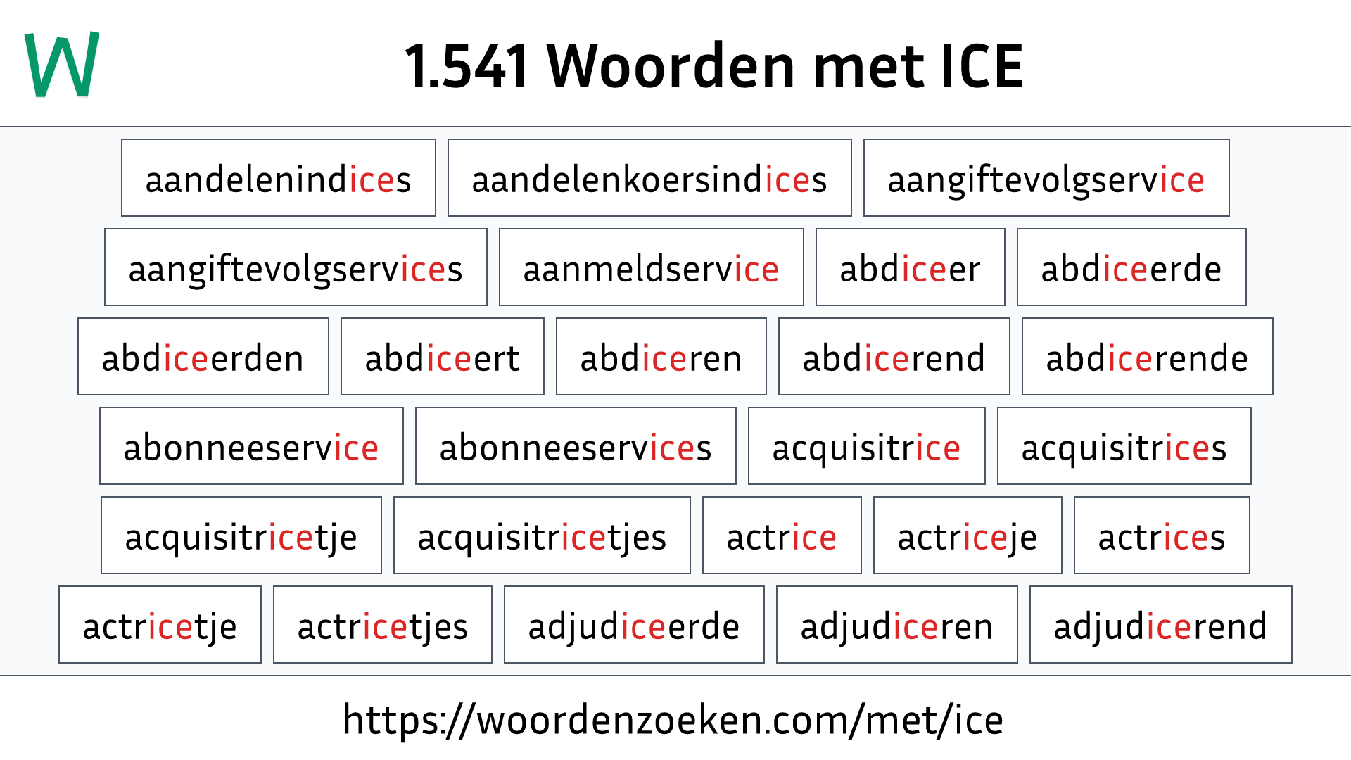 Woorden met ICE