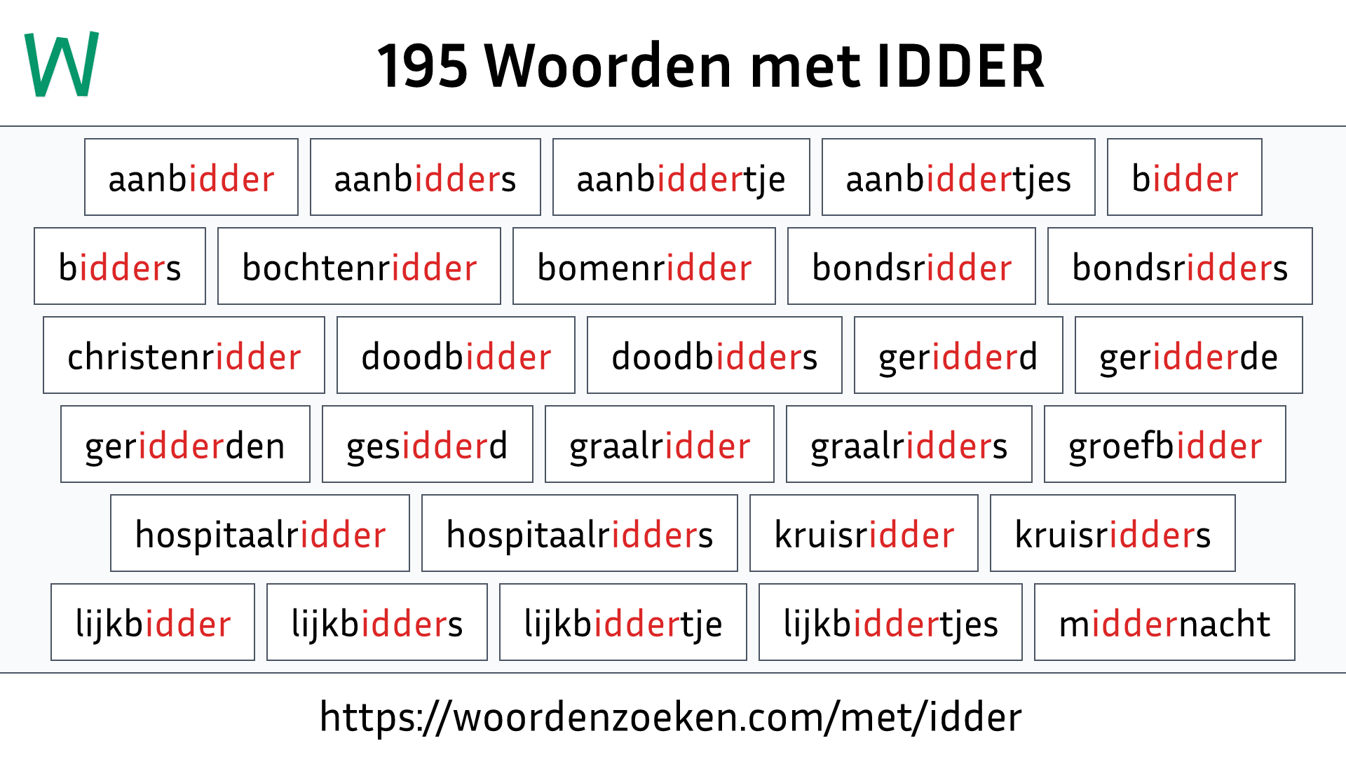 Woorden met IDDER