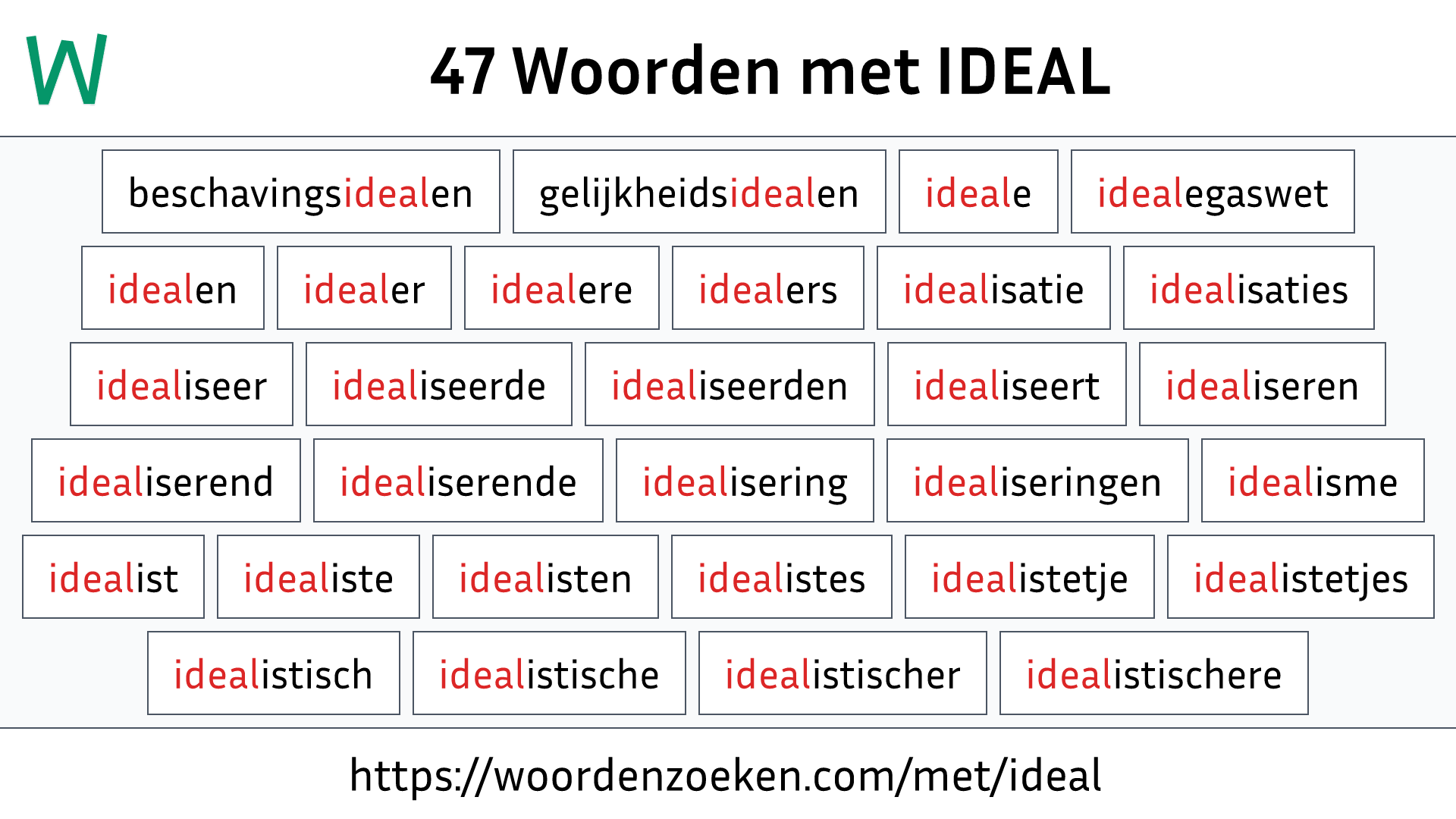 Woorden met IDEAL