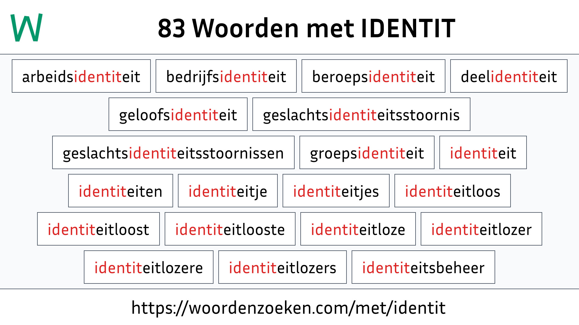 Woorden met IDENTIT