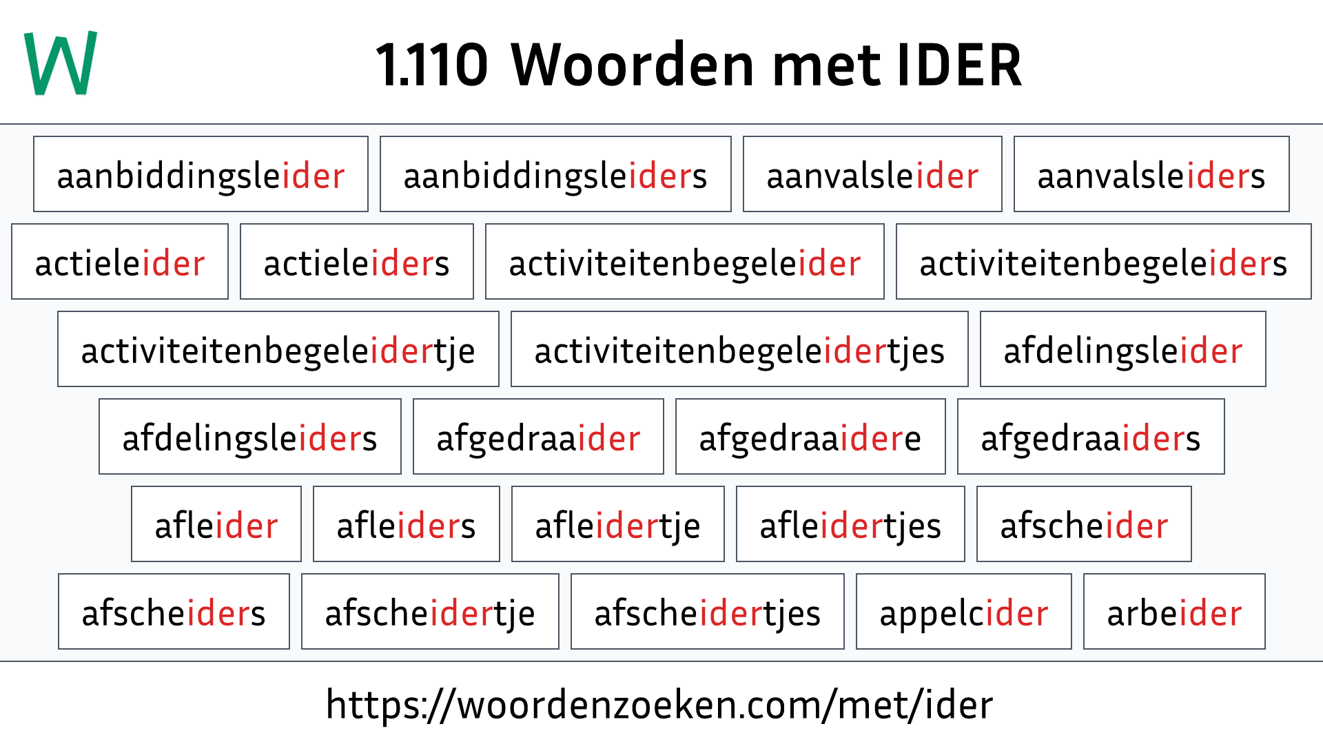 Woorden met IDER