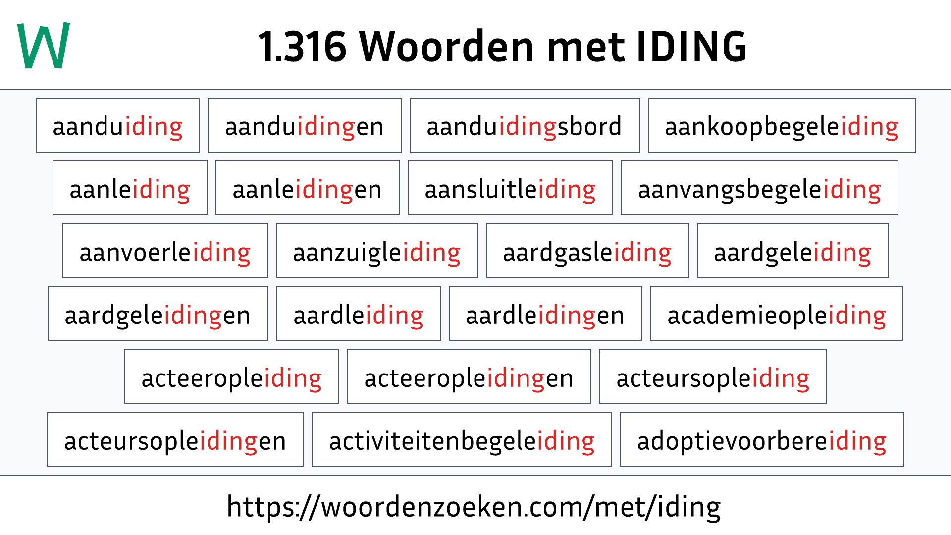 Woorden met IDING