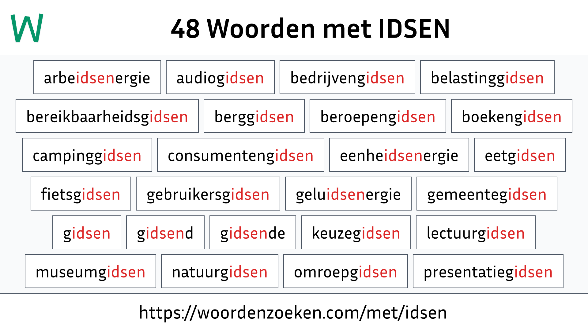 Woorden met IDSEN