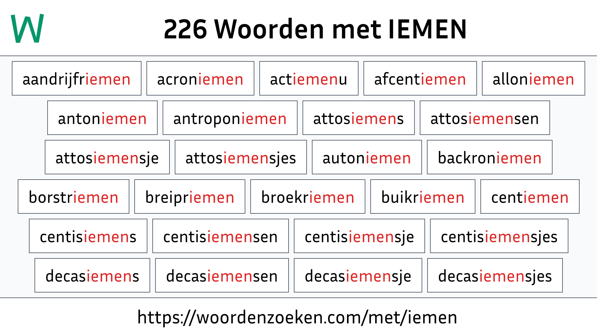 Woorden met IEMEN