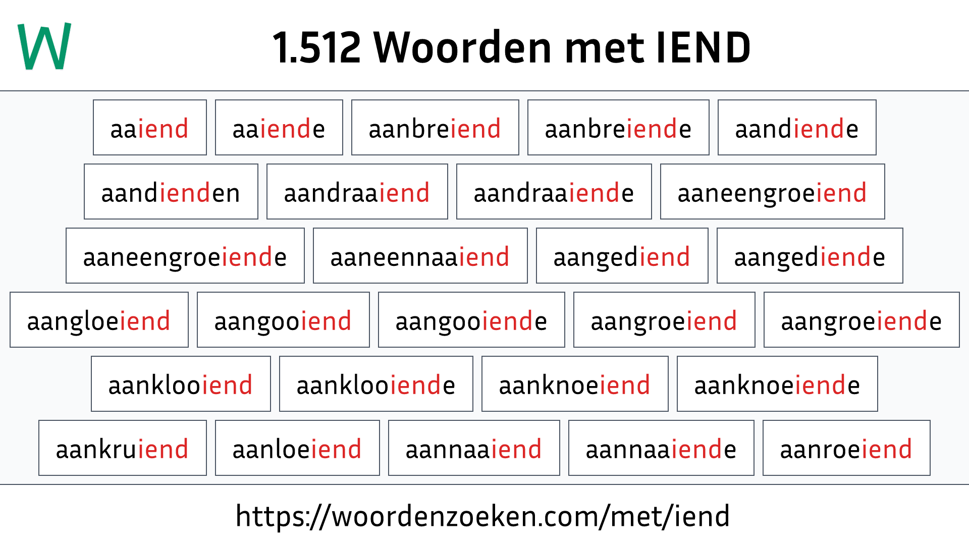 Woorden met IEND