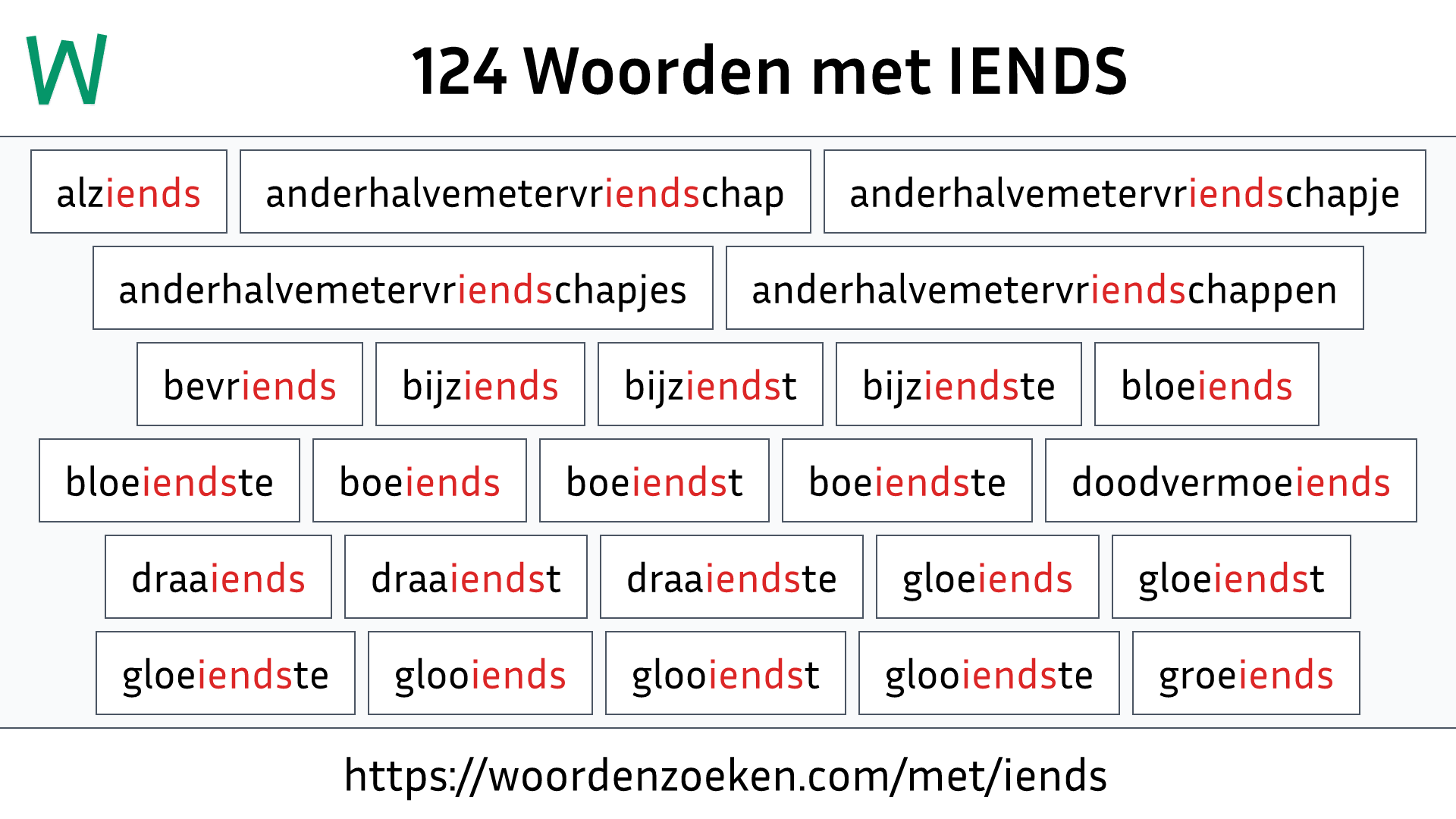 Woorden met IENDS