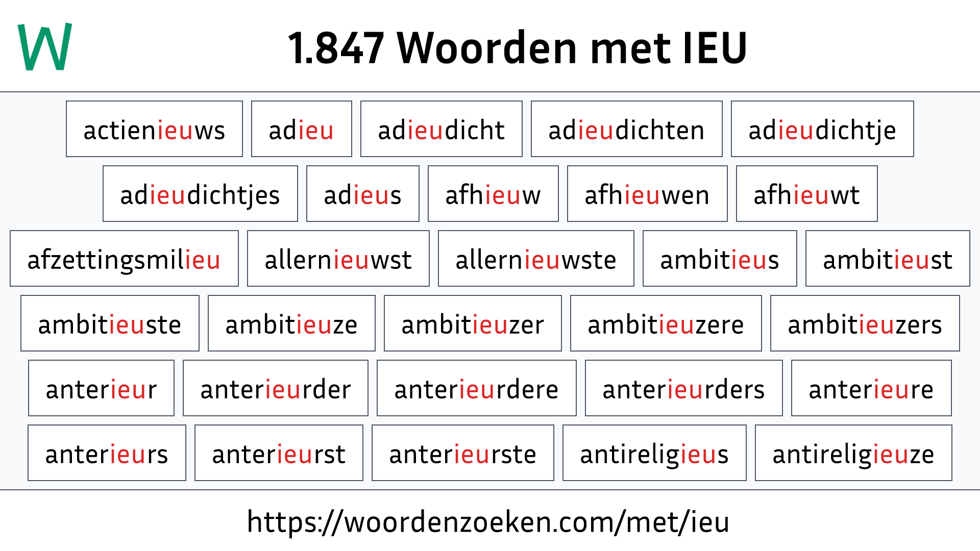 Woorden met IEU