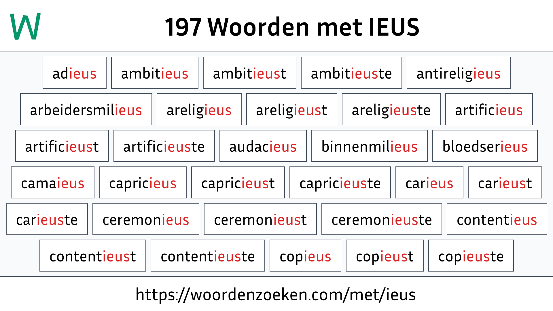 Woorden met IEUS