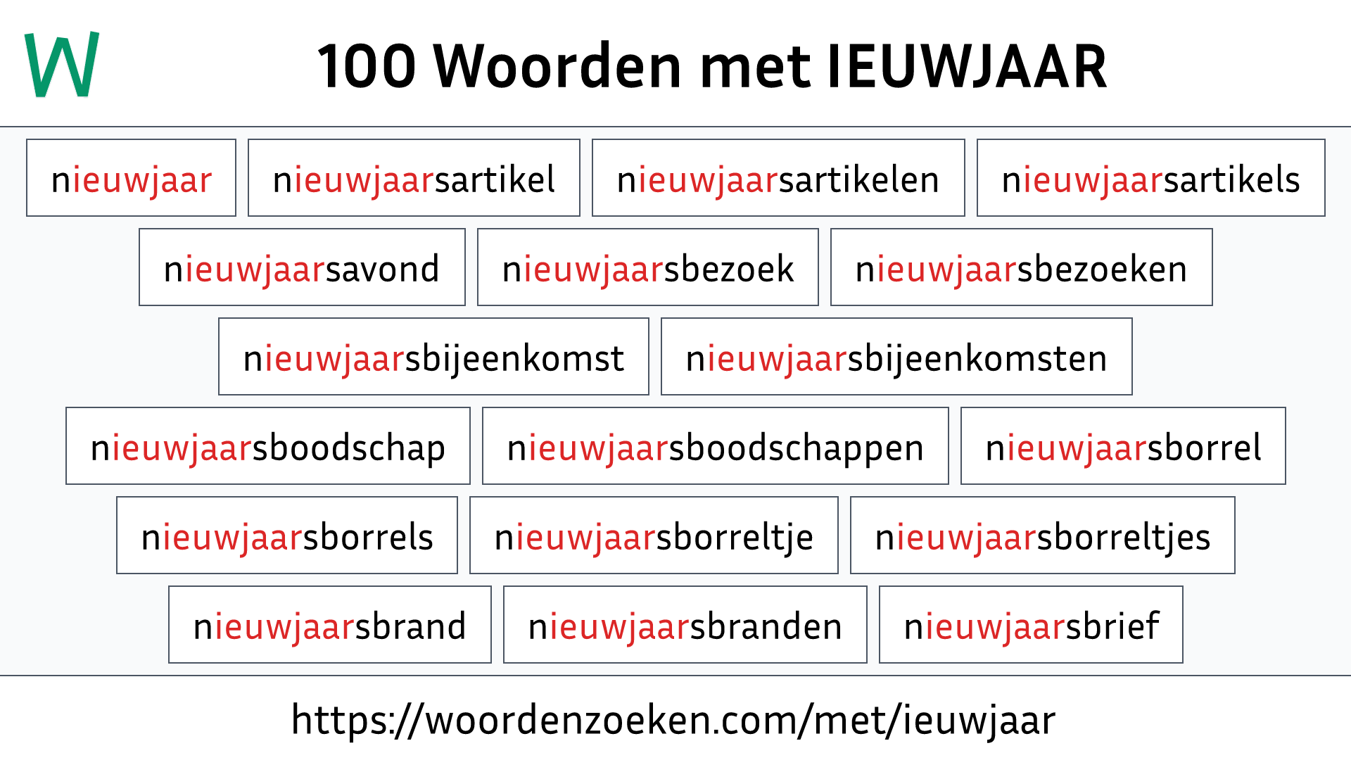 Woorden met IEUWJAAR