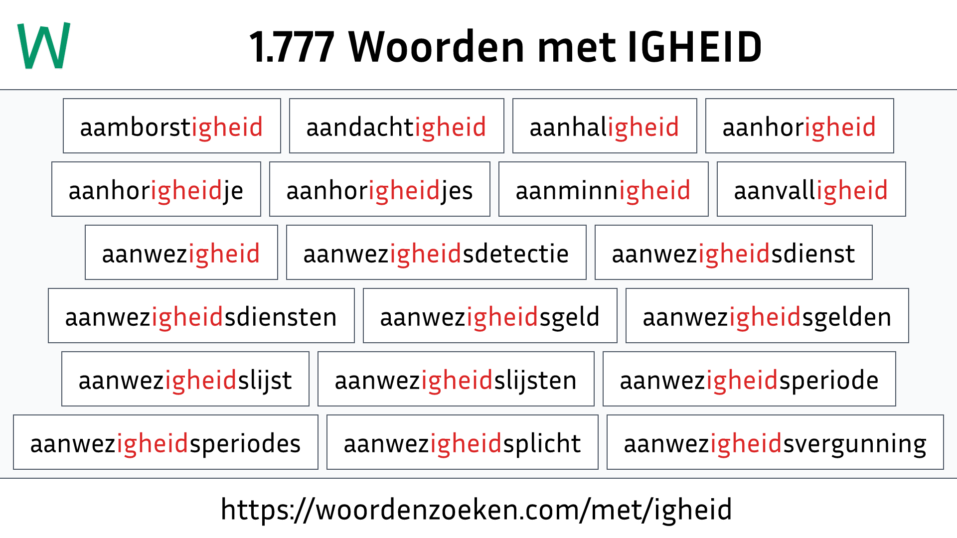 Woorden met IGHEID