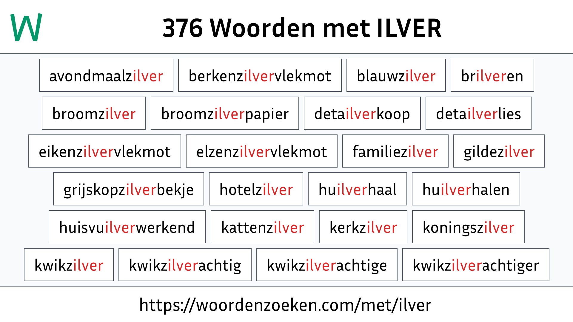 Woorden met ILVER