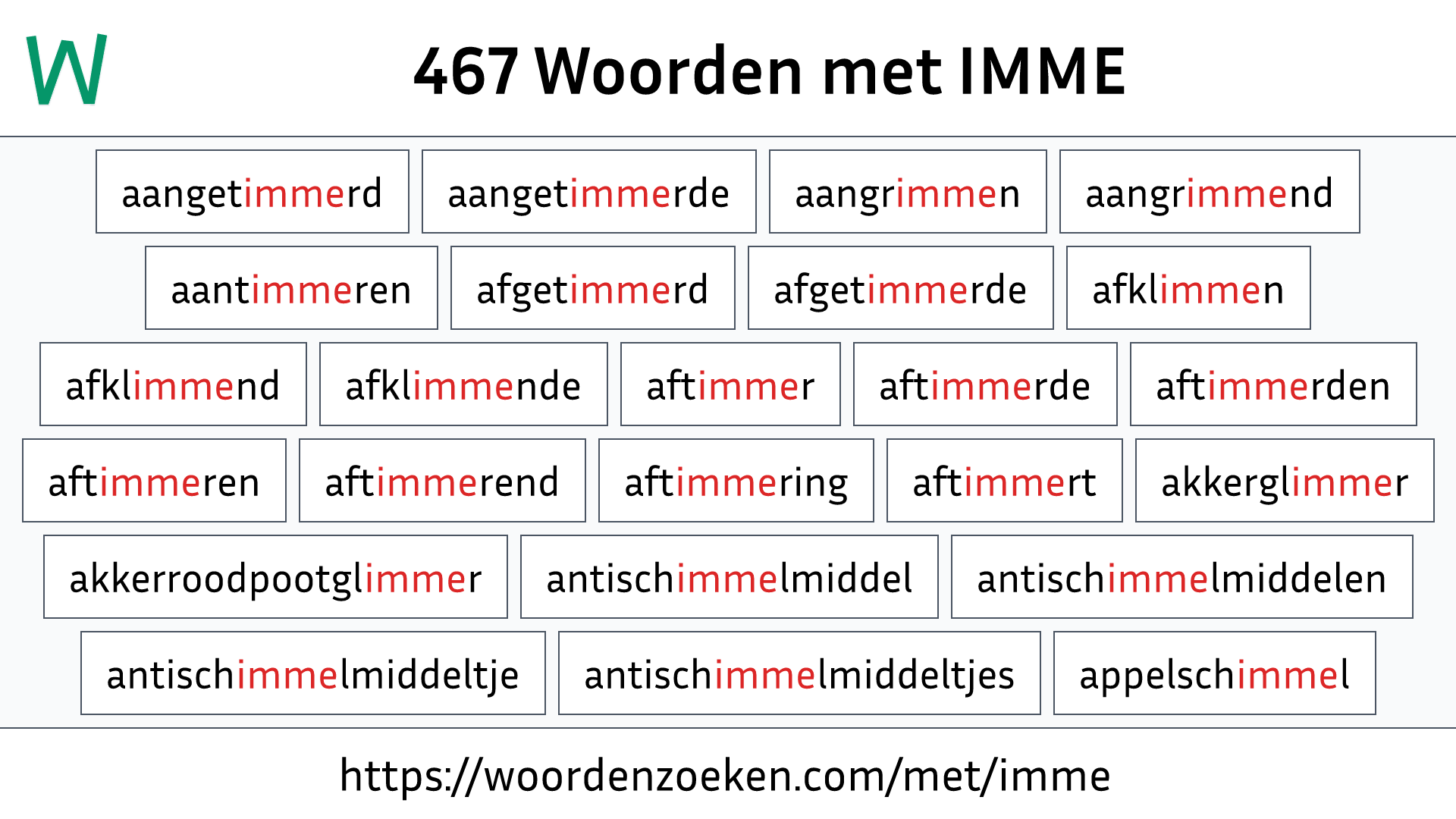 Woorden met IMME