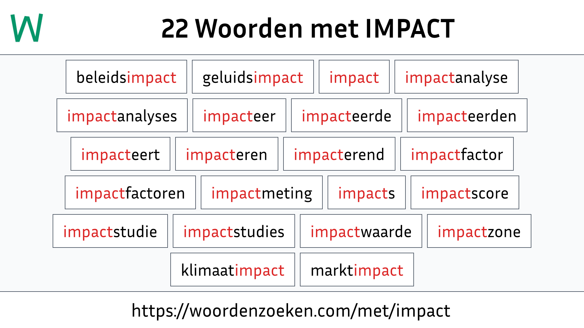 Woorden met IMPACT