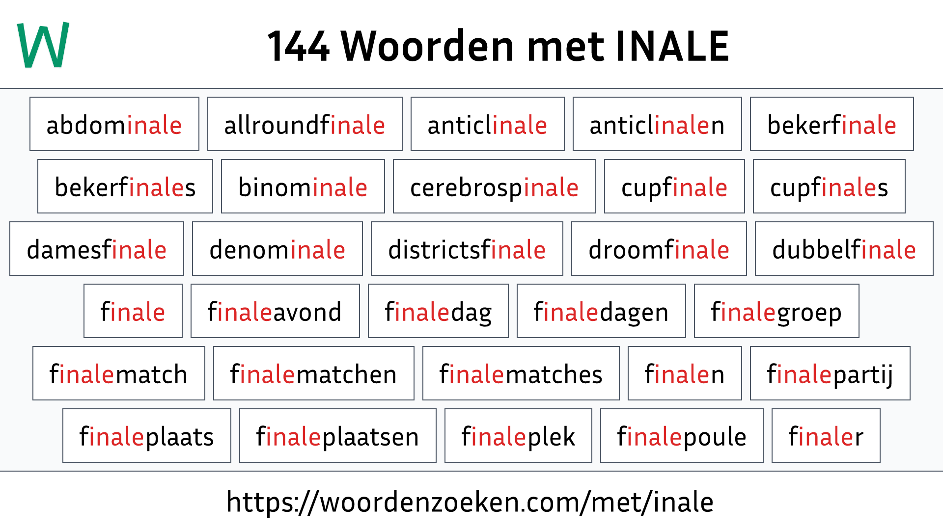 Woorden met INALE