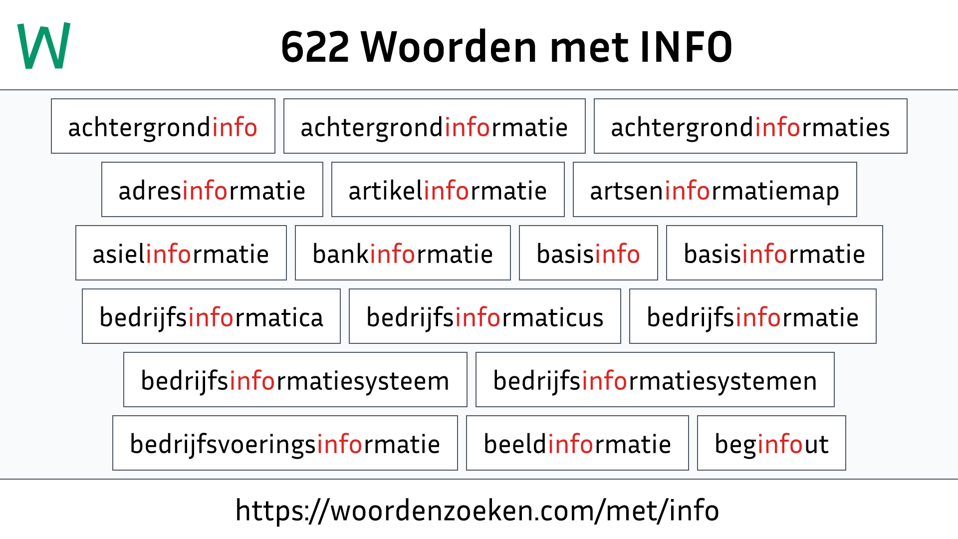 Woorden met INFO