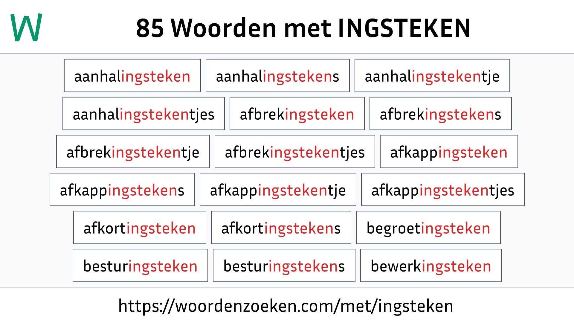 Woorden met INGSTEKEN