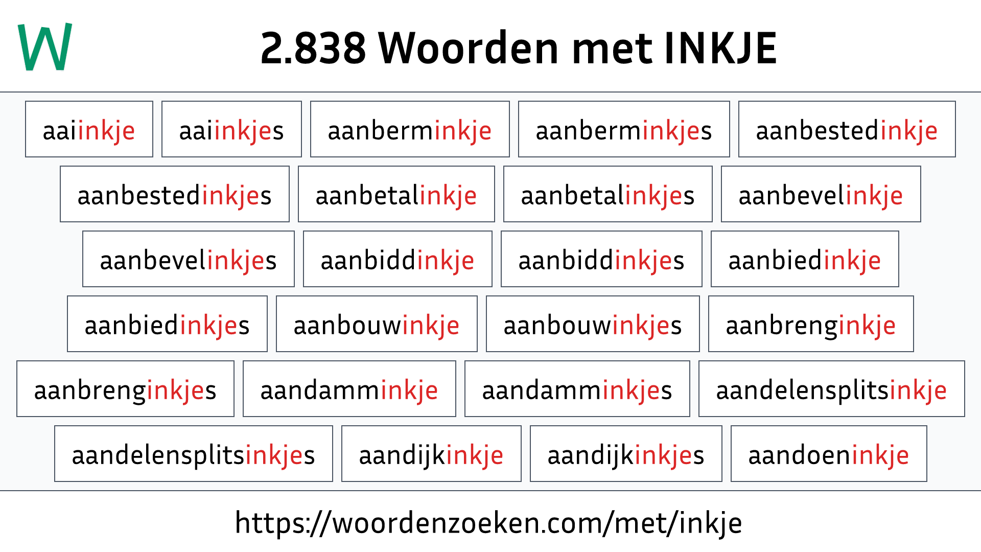 Woorden met INKJE