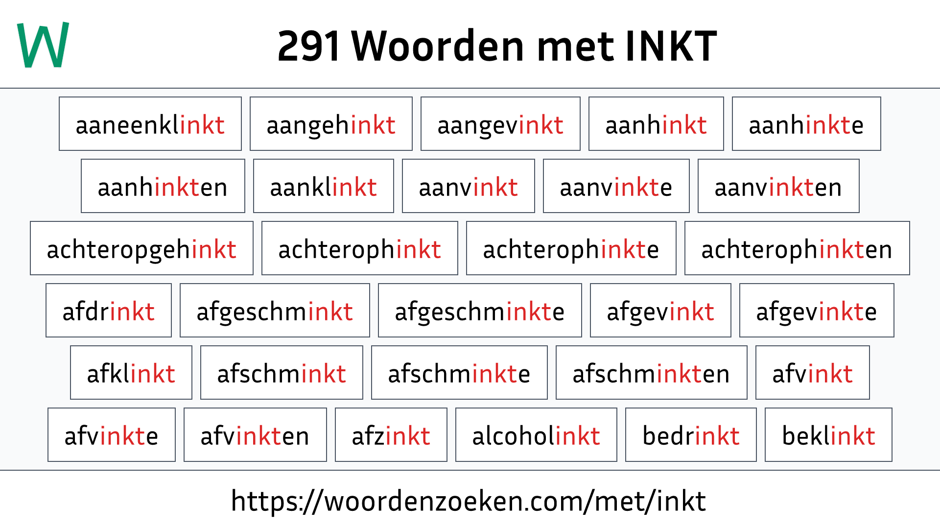 Woorden met INKT