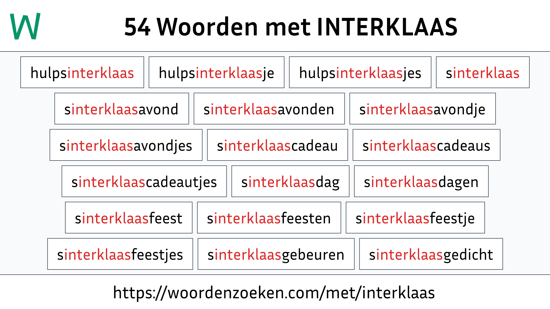 Woorden met INTERKLAAS