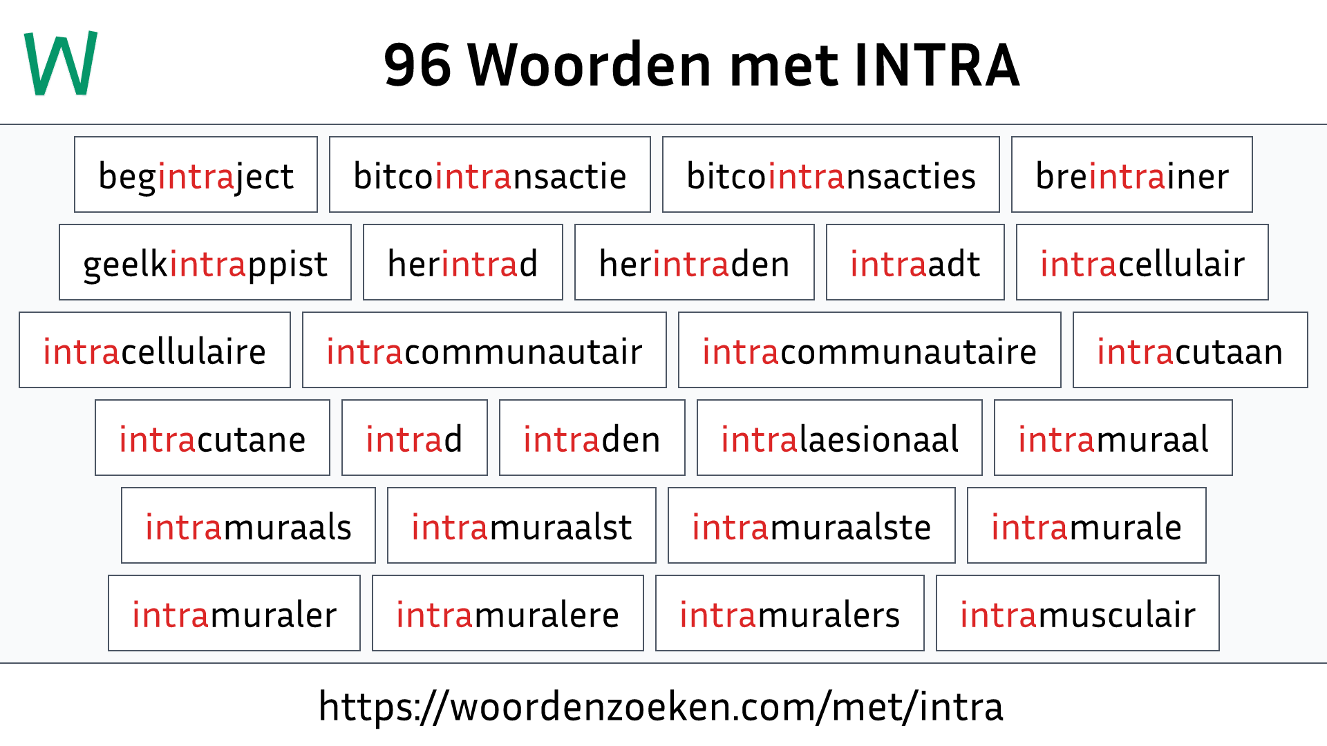 Woorden met INTRA