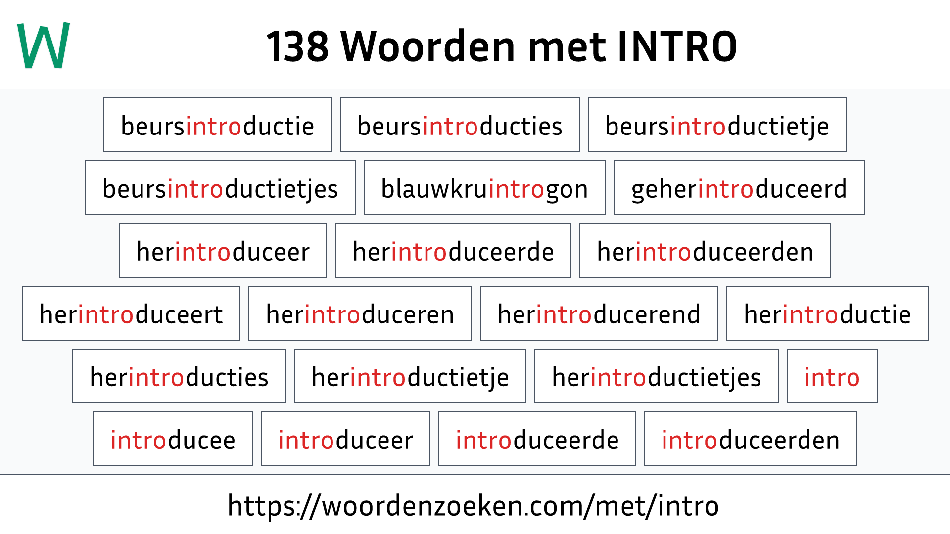 Woorden met INTRO