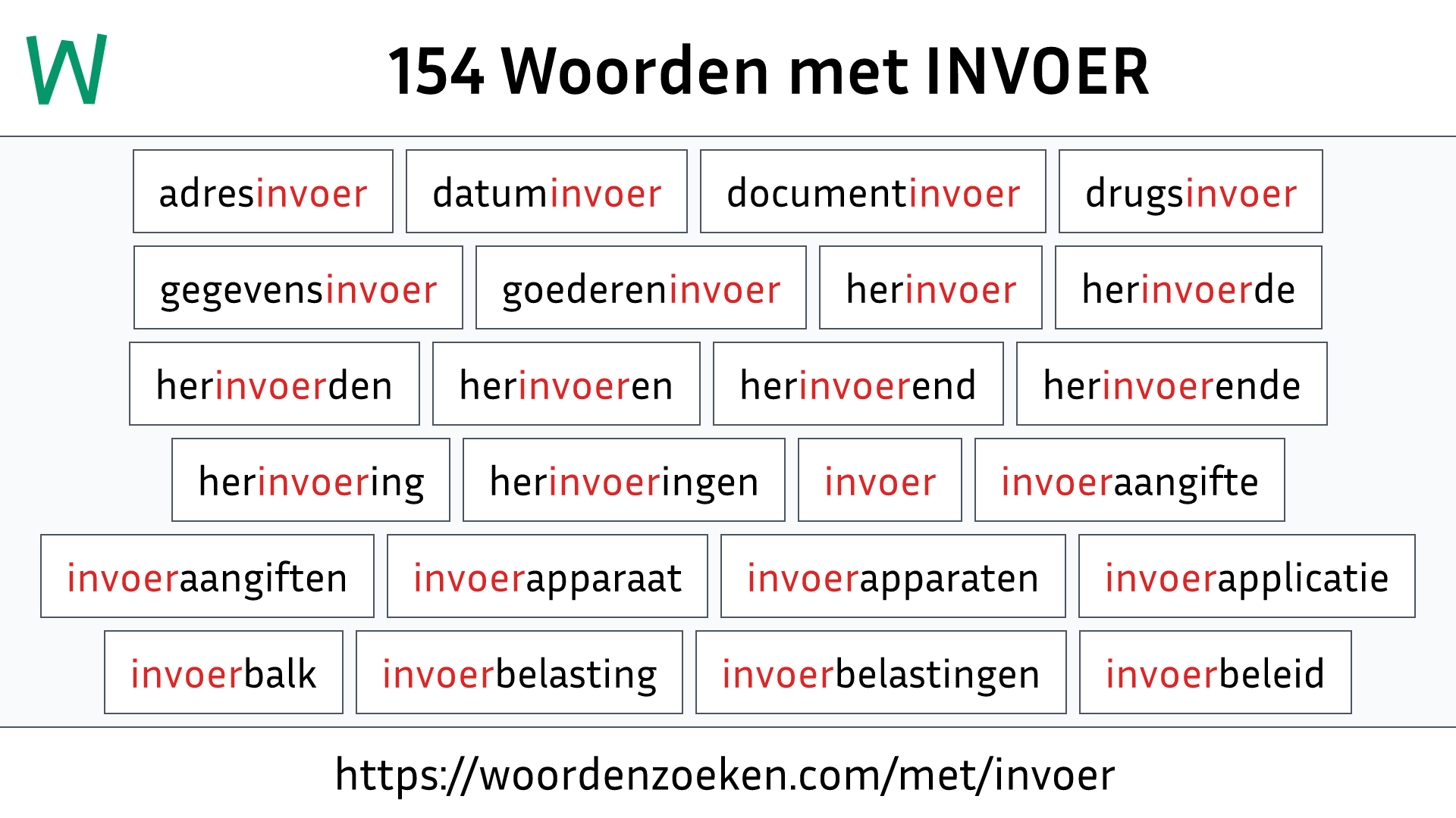 Woorden met INVOER