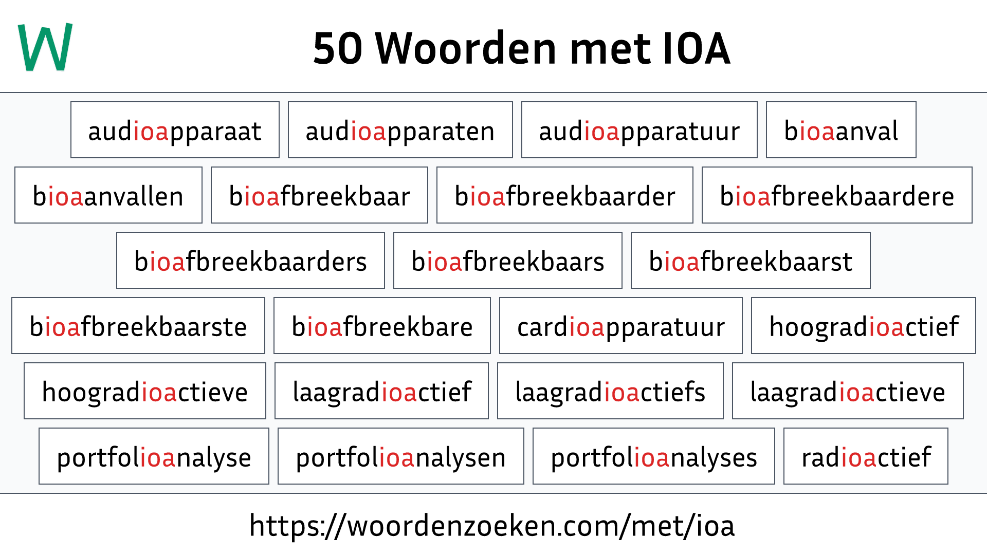 Woorden met IOA