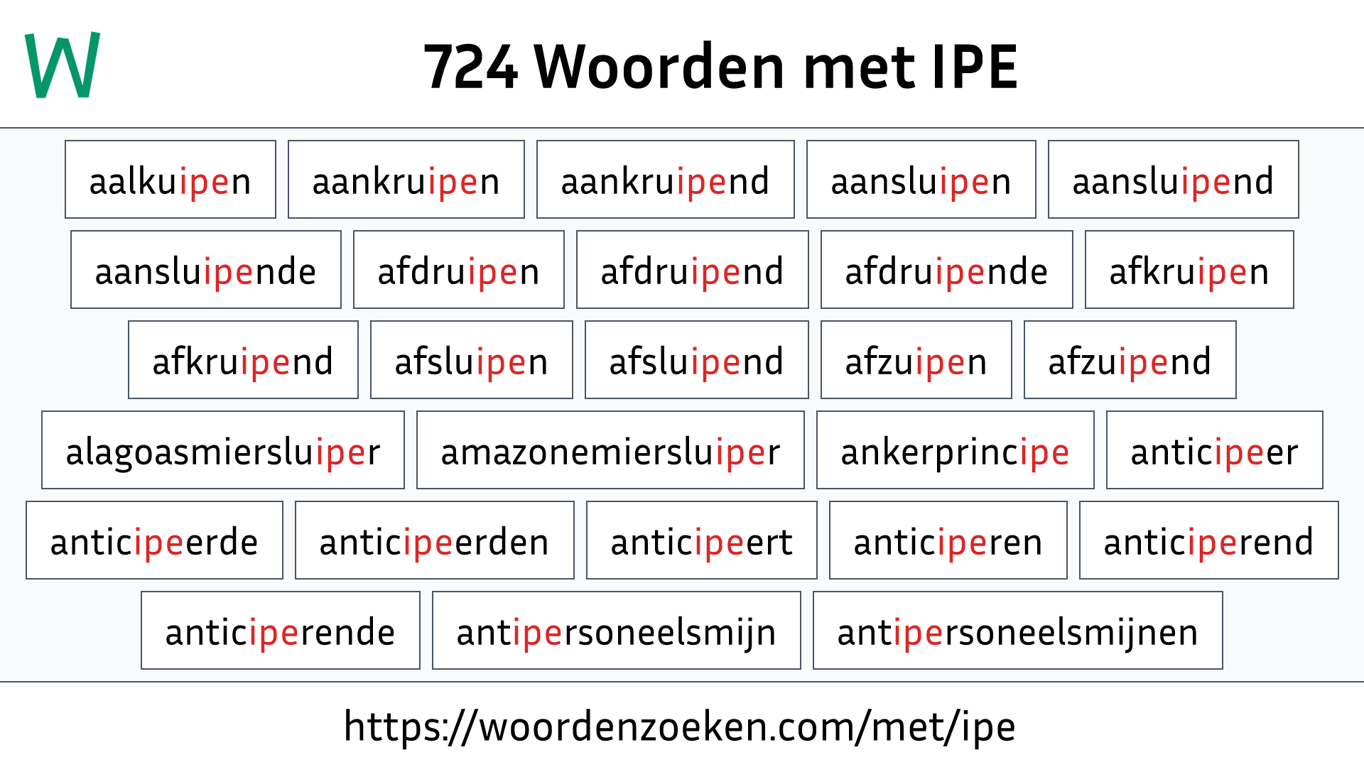 Woorden met IPE