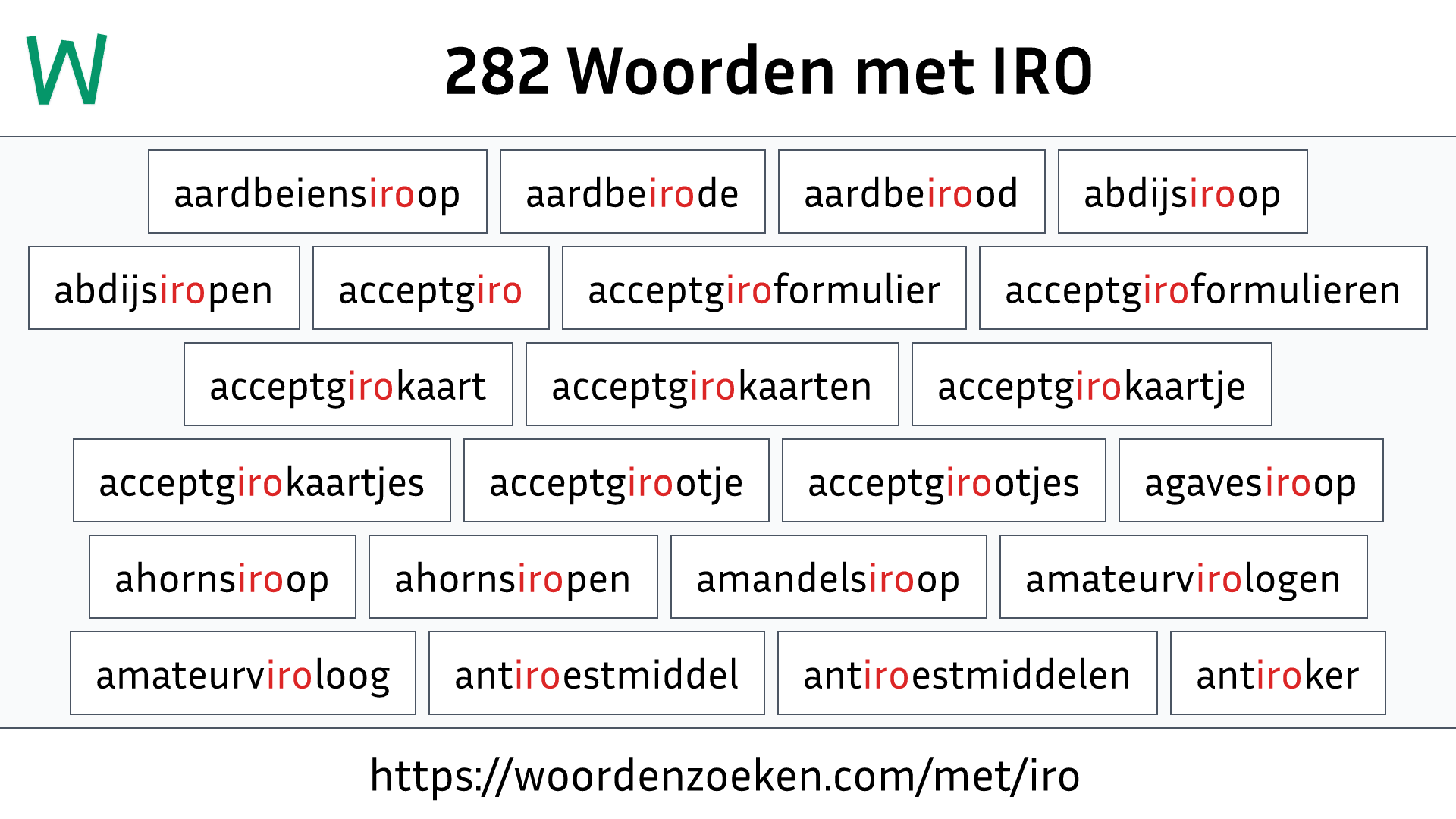 Woorden met IRO