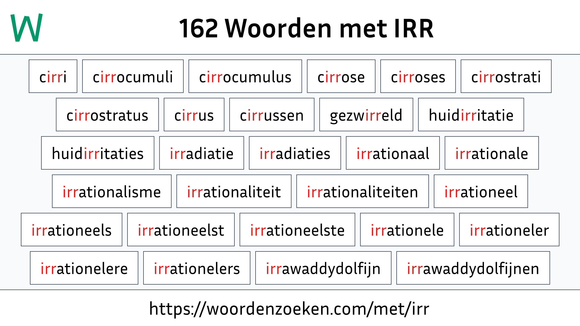 Woorden met IRR