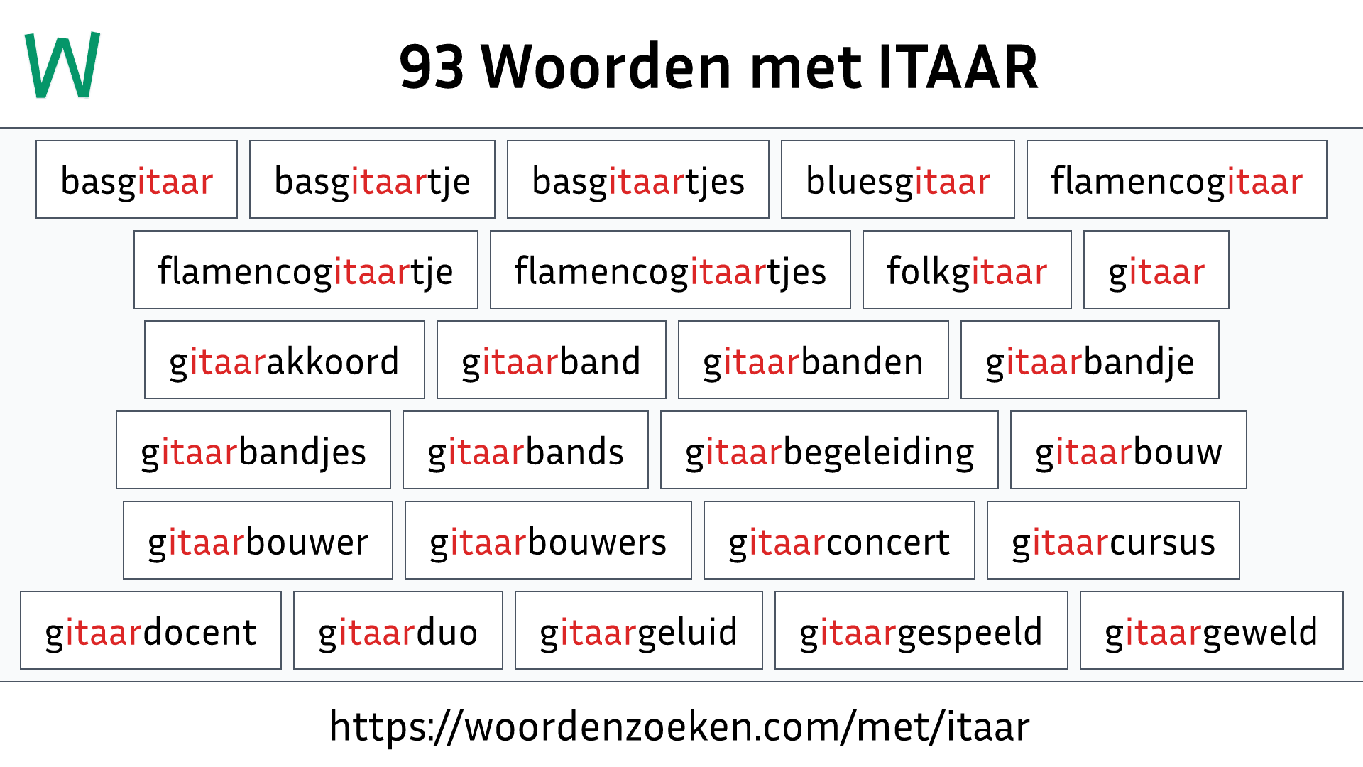 Woorden met ITAAR