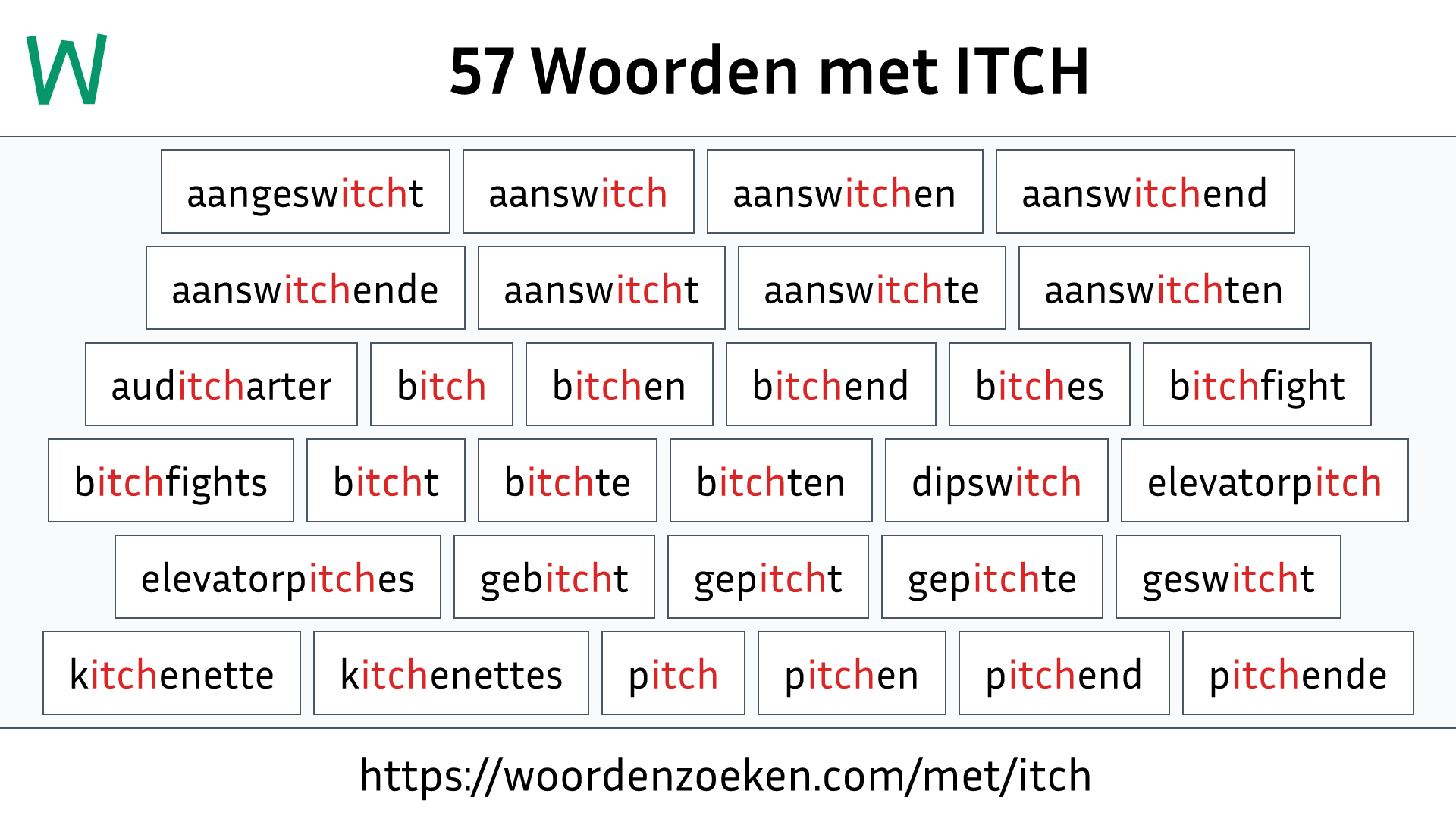 Woorden met ITCH