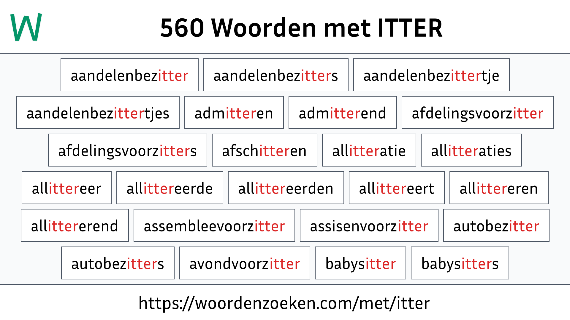 Woorden met ITTER