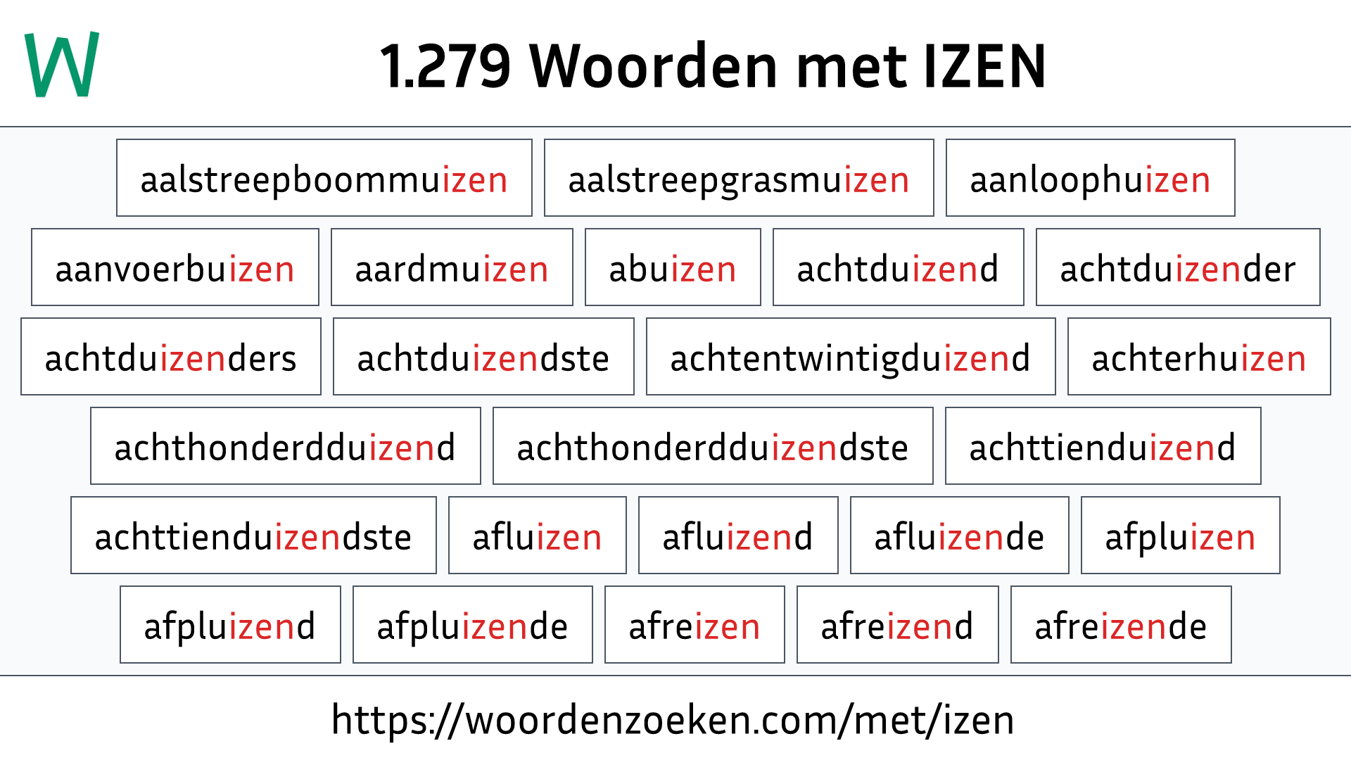 Woorden met IZEN