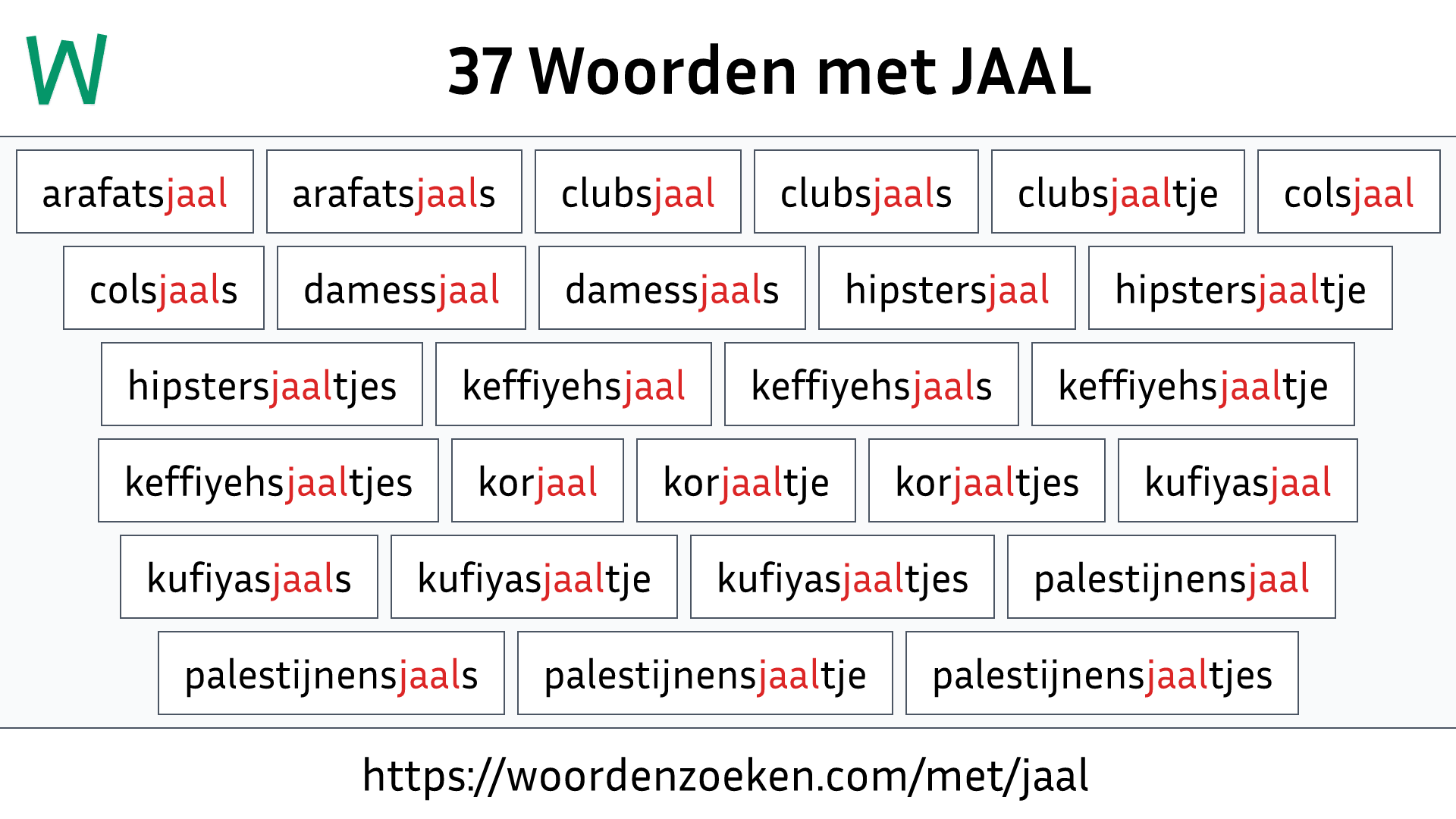 Woorden met JAAL