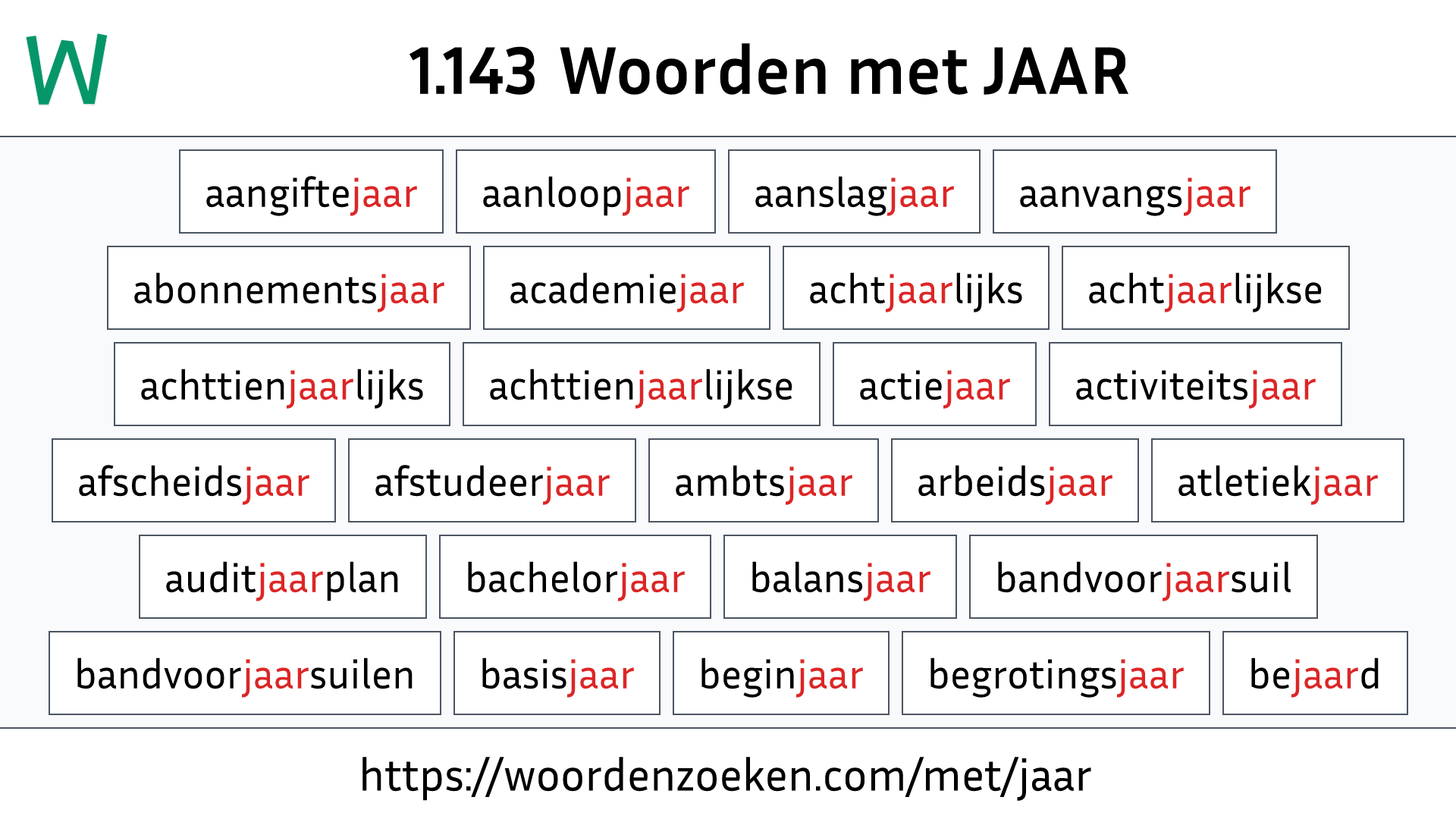 Woorden met JAAR