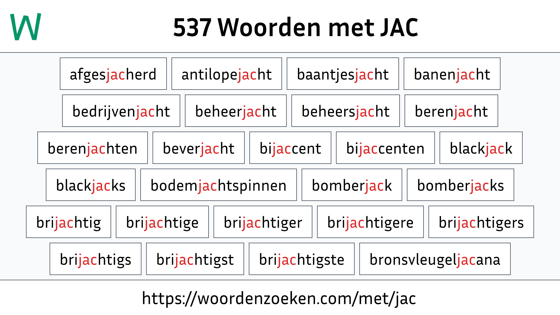 Woorden met JAC