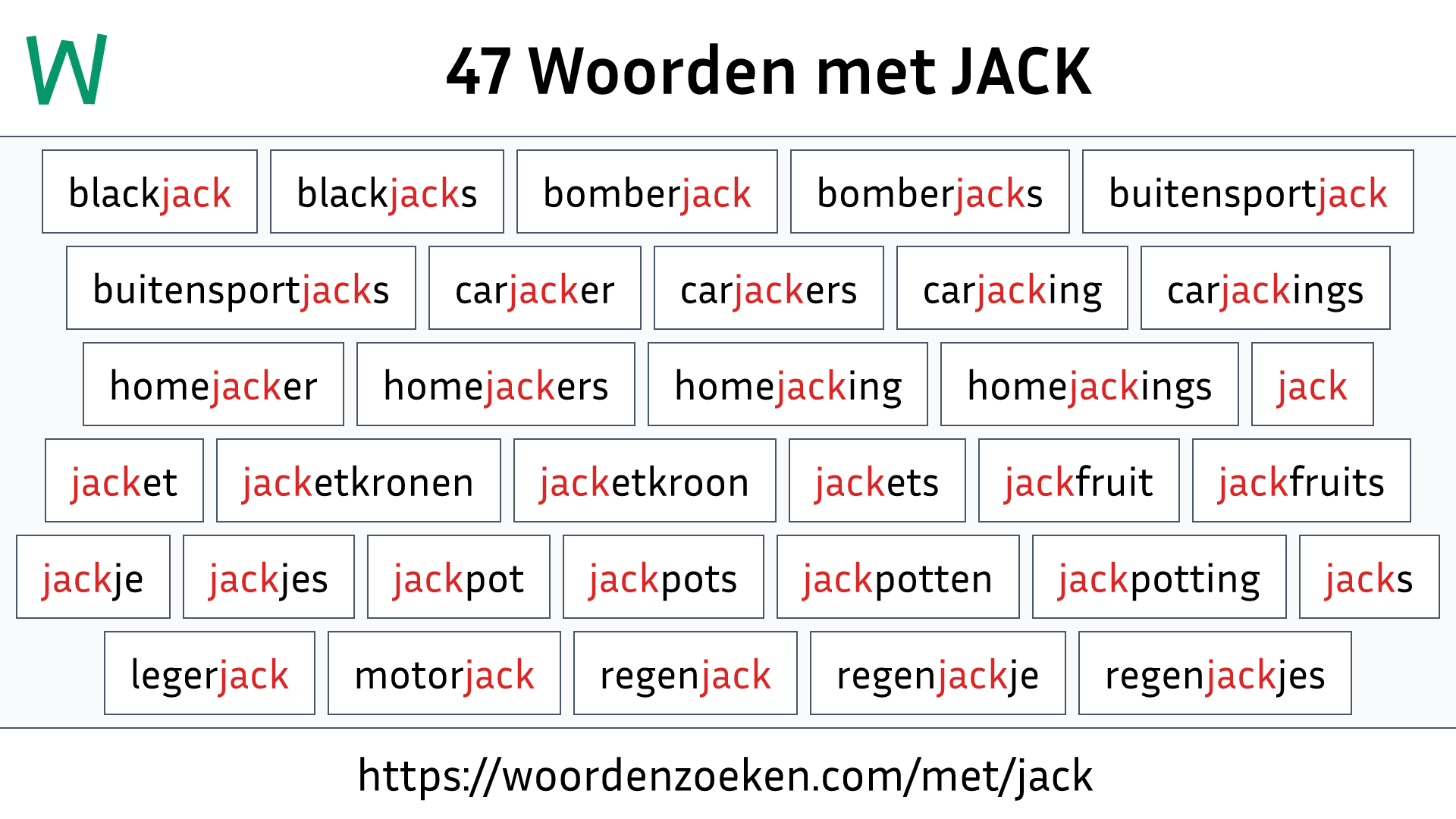 Woorden met JACK