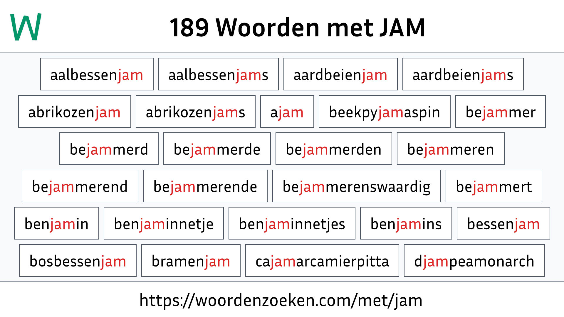 Woorden met JAM