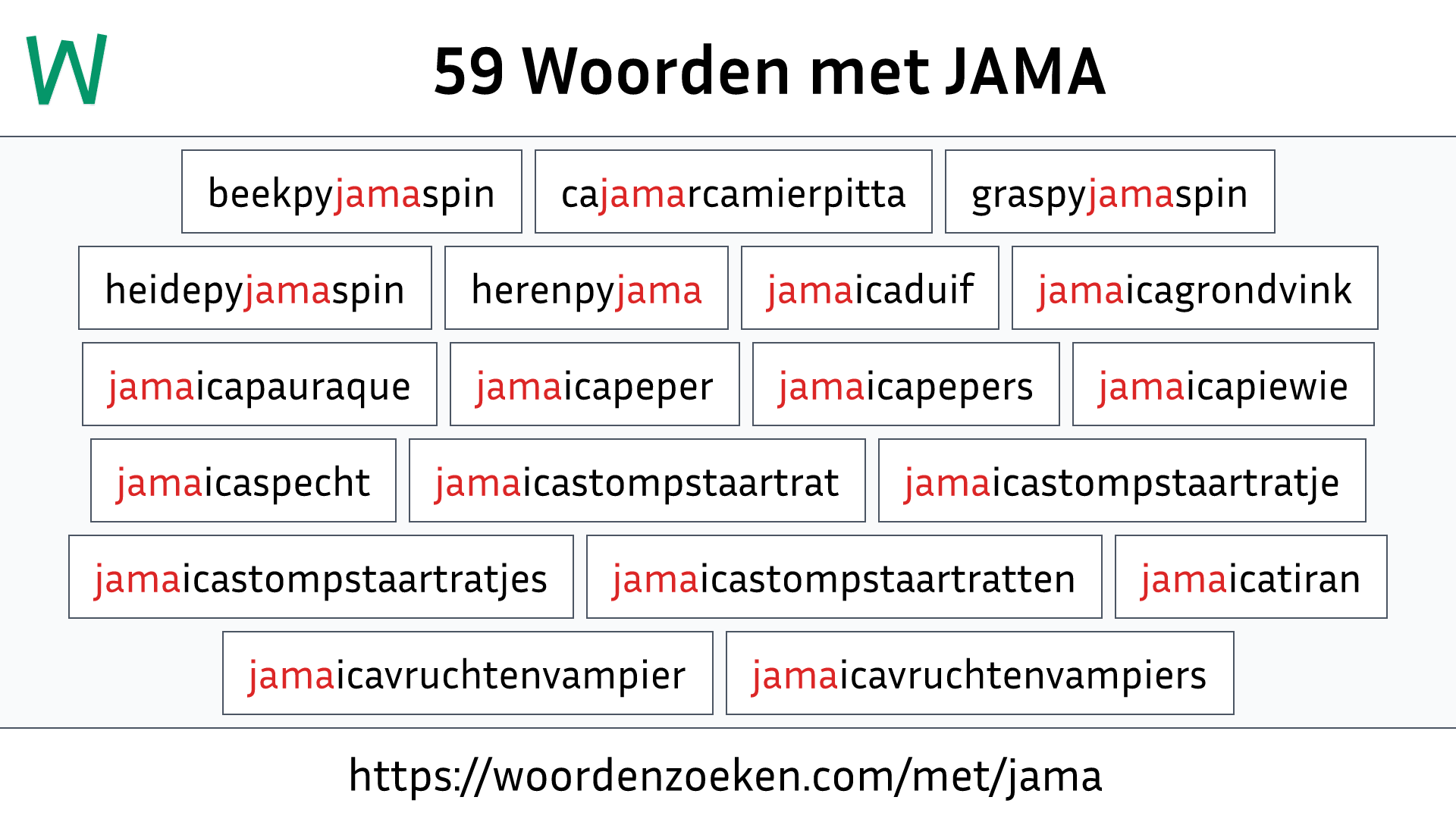 Woorden met JAMA