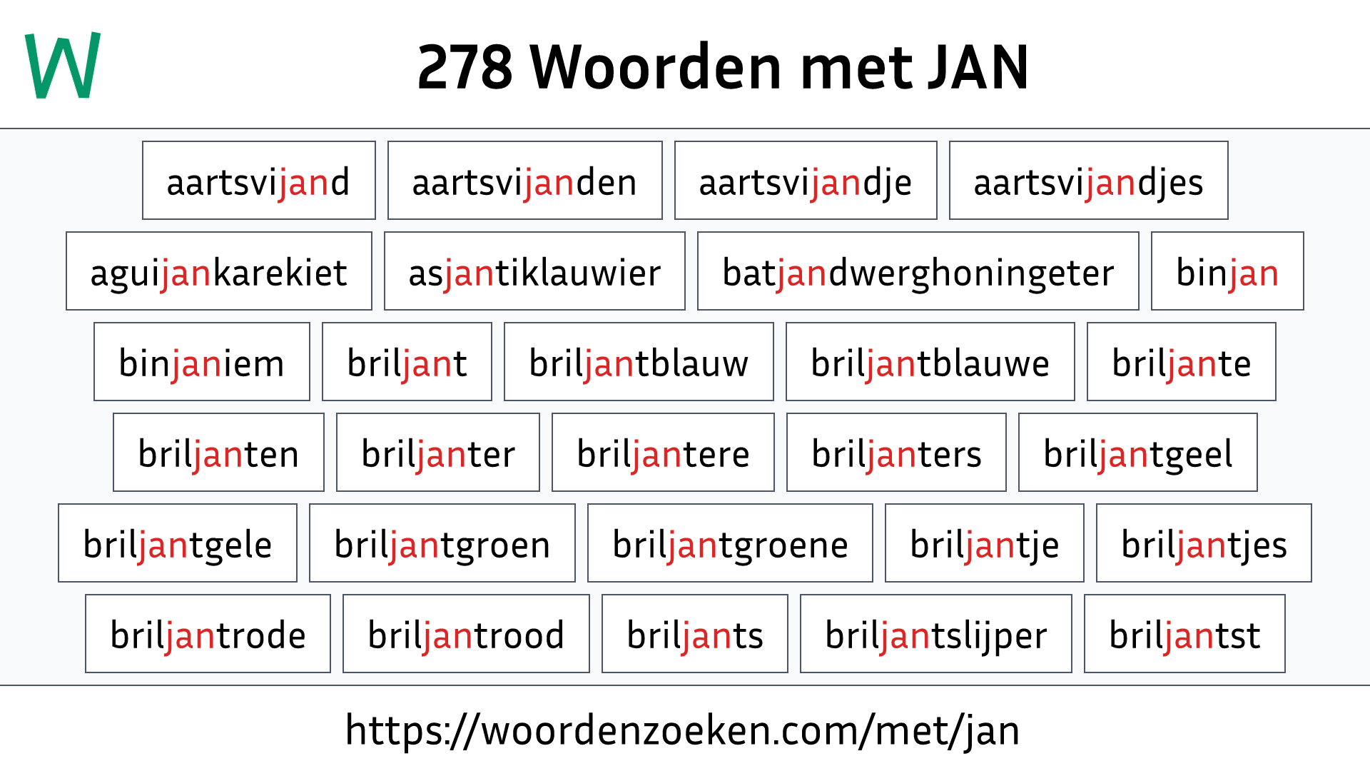 Woorden met JAN