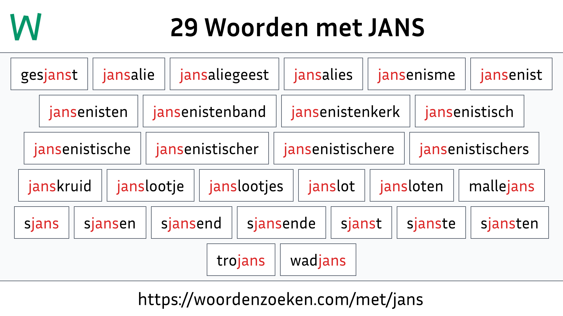 Woorden met JANS