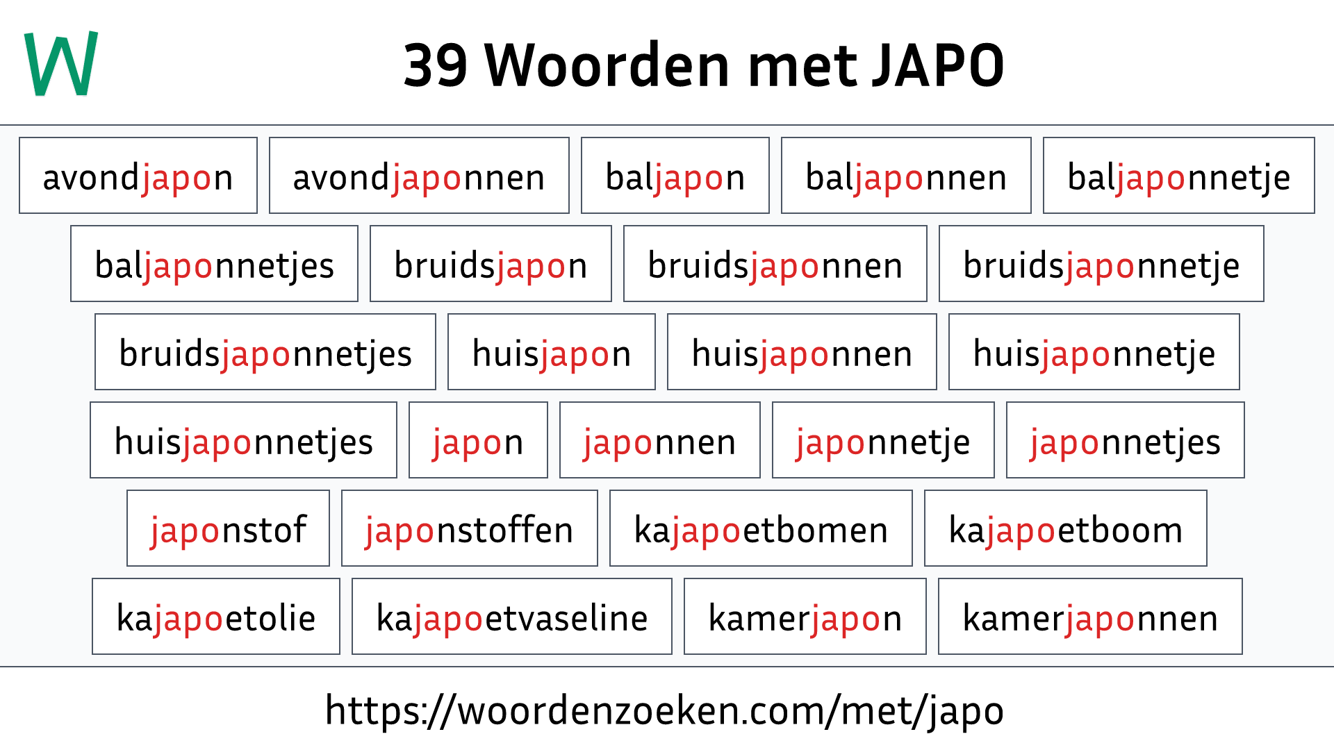 Woorden met JAPO