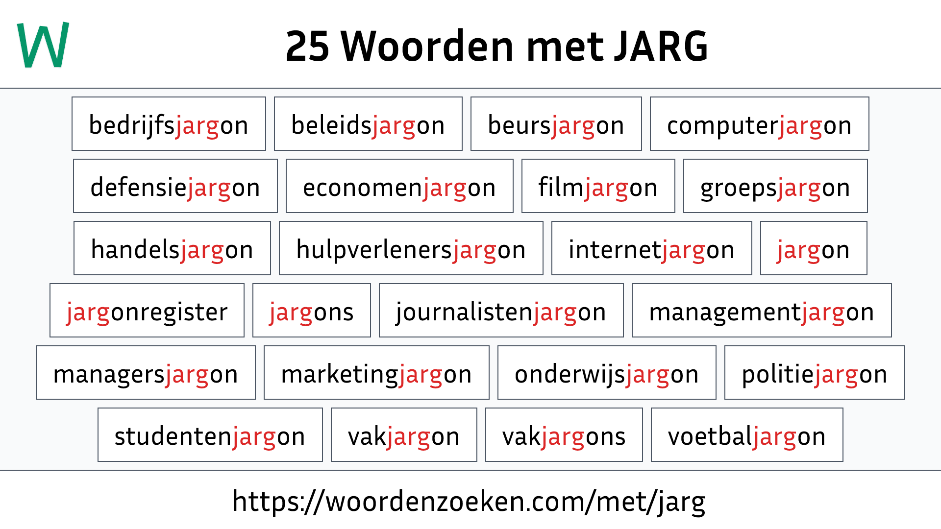 Woorden met JARG