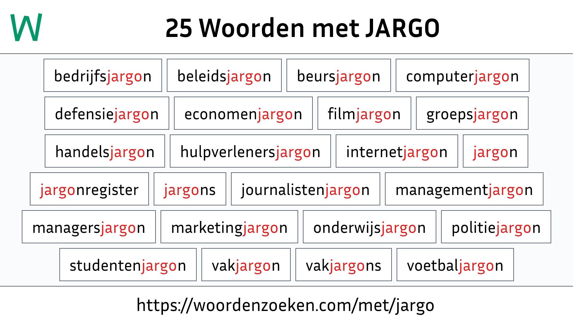 Woorden met JARGO