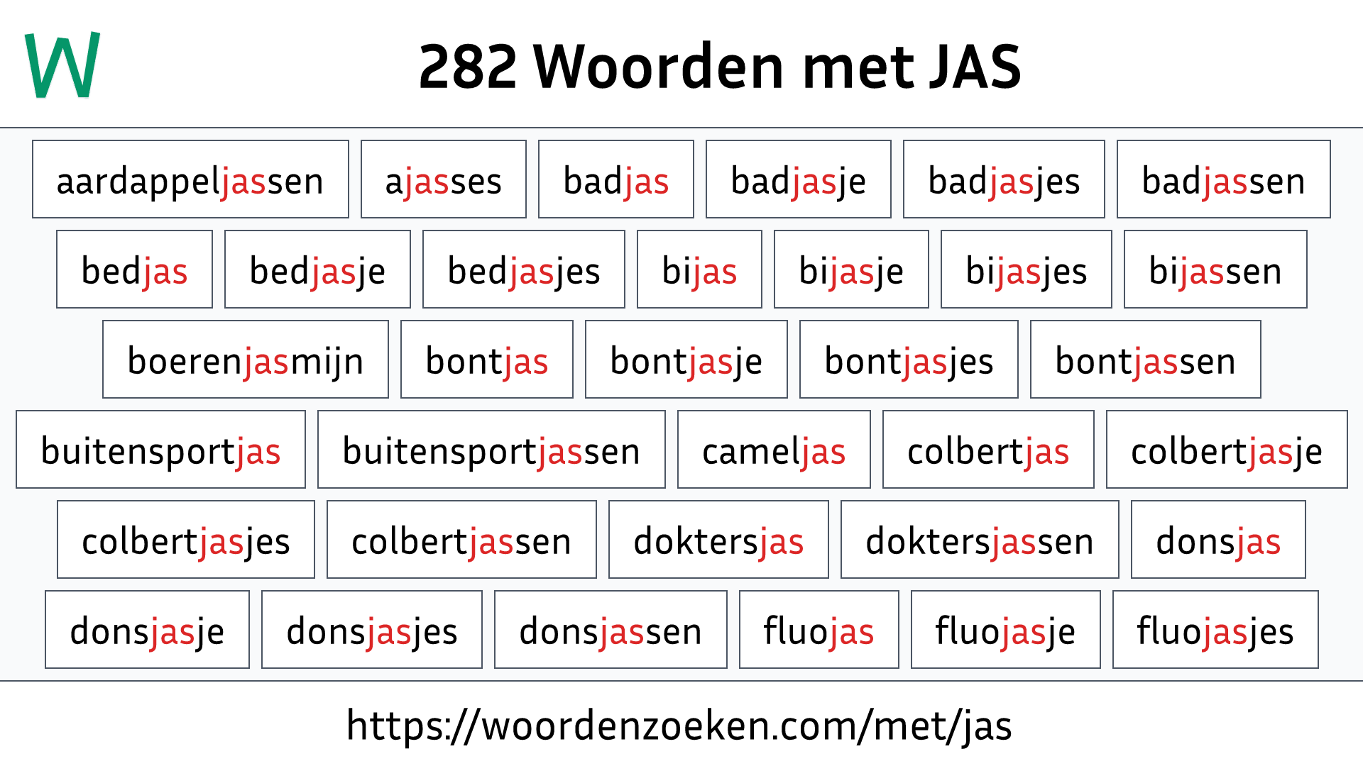 Woorden met JAS