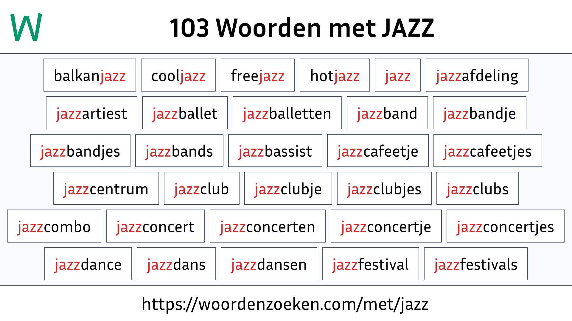 Woorden met JAZZ