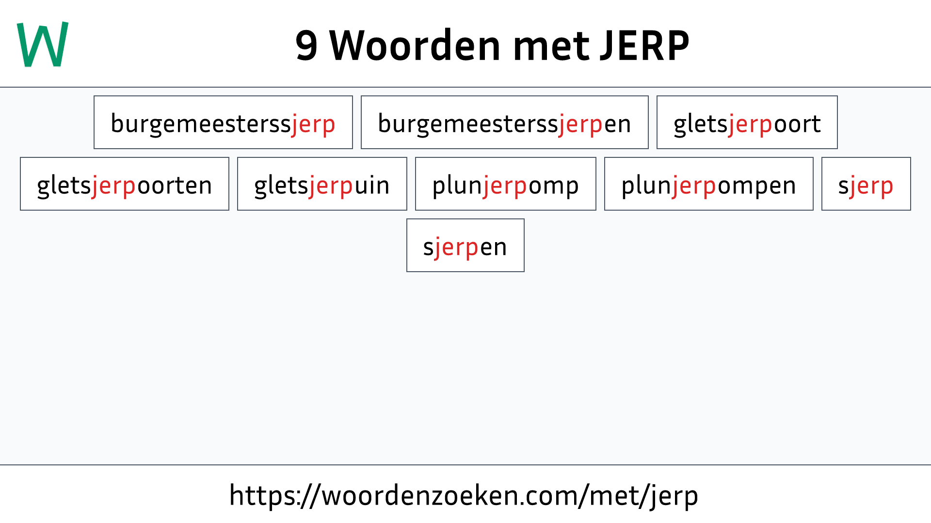 Woorden met JERP